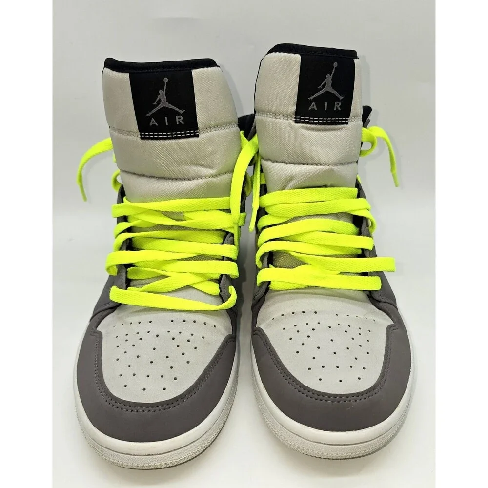 Air Jordan 1 Mid “Gunsmoke Volt” Grey Neon Yellow 554724-072 Men’s US 9